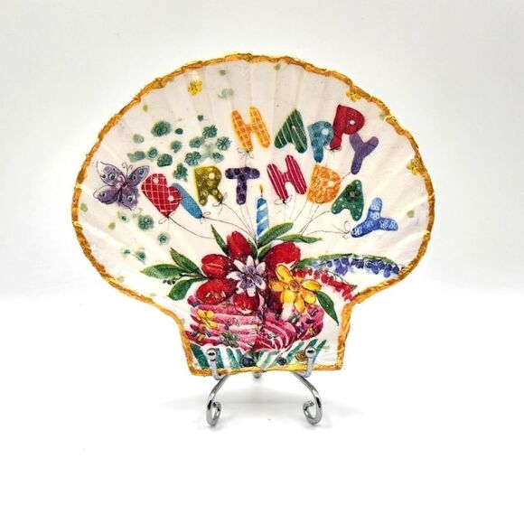 Decoupage Scalloped shell Happy Birthday 🎂 - Picture 1 of 1